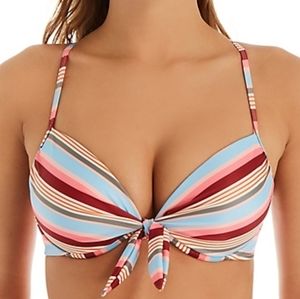 NWT Hot Water love stripe push up underwire bikini swim top S